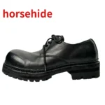 Italian Horsehide Derby Shoes Men Hand Sewn Goodyear Height Increasing Shoes Genuine Leather Wear-resistant Casual Leather Shoes