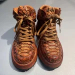 SIPRIKS Fashion trend snake leather sports casual boots men's high-top shoes leather sole plus rubber inner leather two colors