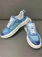 Genuine Leather Mens Casual Sneakers Lace Up Trainers New Fashion Spring Autumn Platform Shoes Male Ostrich Skin Designer Shoes - Image 3
