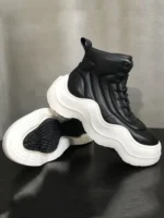 Mens High Top Sneakers Thick Bottom Genuine Leather Casual Shoes Autumn Winter Fleece Liner High Street Fashion Hip Hop Shoes - Image 3