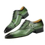 Shoes for Mens Formal Luxury Genuine Leather Dress Shoes Design Green Mens Business Wedding Black Lace Up Pointed Toe Oxfords