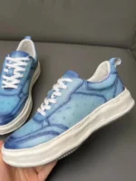 Genuine Leather Mens Casual Sneakers Lace Up Trainers New Fashion Spring Autumn Platform Shoes Male Ostrich Skin Designer Shoes - Image 5