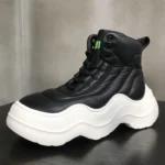 Mens High Top Sneakers Thick Bottom Genuine Leather Casual Shoes Autumn Winter Fleece Liner High Street Fashion Hip Hop Shoes