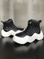 Mens High Top Sneakers Thick Bottom Genuine Leather Casual Shoes Autumn Winter Fleece Liner High Street Fashion Hip Hop Shoes - Image 4