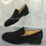 Autumn Black Diamond Luxury Men's Loafers Flat Soled Slip On Genuine Leather Casual Shoes Office Trendy Male Dress Shoes