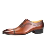 Trendy Men Shoes Dress Party Office Suit Italy Stylish Casual Business Genuine Leather Shoe for Male Oxford Lace-up Fashion Shoe - Image 4