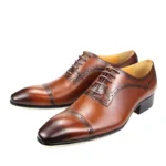 Trendy Men Shoes Dress Party Office Suit Italy Stylish Casual Business Genuine Leather Shoe for Male Oxford Lace-up Fashion Shoe - Image 2
