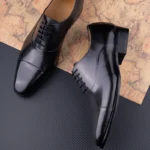 Successful Business Shoes Men Pure Leather Elegant High Grade Oxford Natural Handmade Formal Dress Office Party Suit Black Color - Image 5