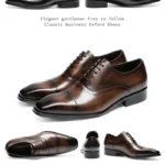 Men's Genuine Leather Oxford Shoes Business Dress Cowhide Lace-Up Suit Men's Shoes High-End British Style Luxury Mengke Shoes - Image 5