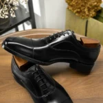 "HANMCE Men's Oxford Shoes | Three-Piece Toe Business Formal Dress Shoes | Pointed Toe Cowhide Leather Brogue - Image 3