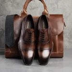 Men's Genuine Leather Oxford Shoes Business Dress Cowhide Lace-Up Suit Men's Shoes High-End British Style Luxury Mengke Shoes - Image 2