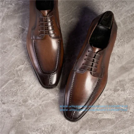 Brown/black Leather Shoes Men's Shoes Lace-Up Dress Shoes Wear-Resistant Office Shoes Trendy Luxury Handmade Shoe Men's Shoes