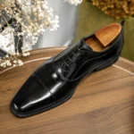 "HANMCE Men's Oxford Shoes | Three-Piece Toe Business Formal Dress Shoes | Pointed Toe Cowhide Leather Brogue - Image 2