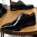 "HANMCE Men's Oxford Shoes | Genuine Leather Brogue Business Formal Dress Shoes | Cowhide Wingtip Wedding Office Shoes - Image 2