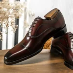 "HANMCE Men's Oxford Shoes | Three-Piece Toe Business Formal Dress Shoes | Pointed Toe Cowhide Leather Brogue - Image 5