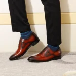 Spring New Business Oxford Shoes Men's Cowhide Handmade Polished Color Rubbing Carving Formal Shoes Rubber Sole Adult Size - Image 3