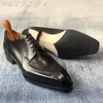 Men's Wedding Shoes Genuine Leather Formal Banquet Cowhide Shoes Young Business Comfortable Derby Shoes Lace Up Office Shoe