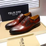Spring New Business Oxford Shoes Men's Cowhide Handmade Polished Color Rubbing Carving Formal Shoes Rubber Sole Adult Size